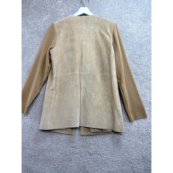 Linea by Louis Dell'Olio Suede Leather Jacket Women Small Tan Lined Button Front - Picture 2 of 10